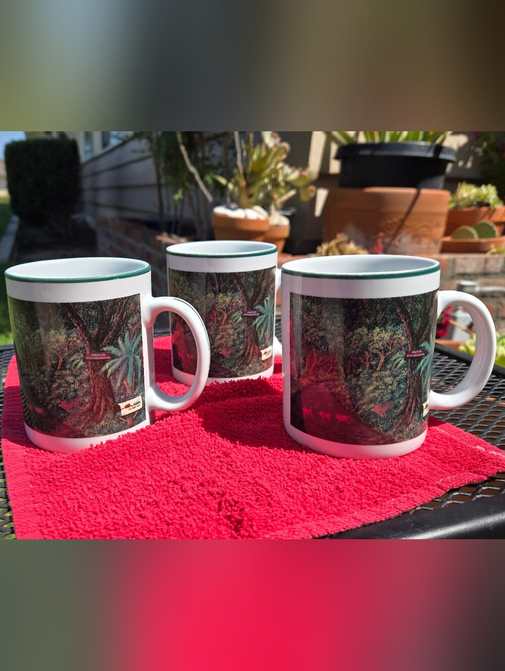 Guy Buffet Collection 'Baby Pig Crossing' Ceramic Coffee Mugs Set of 3